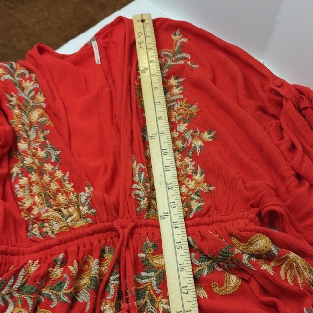 Free People Pretty Pineapple Mini Dress Embroidered Womens XS Red - Picture 10 of 11